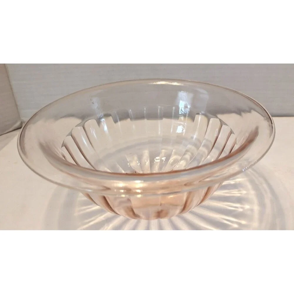 Vtg Hazel Atlas Pink Pillar Optic Ribbed Depression Glass Mixing Bowl Set of 3